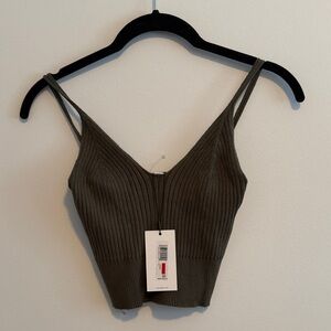 NWT Calvin Klein Olive Cropped  Ribbed Tank Top